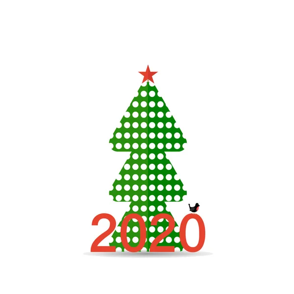 Vektör çizimi. Yeni yıl 2020 yeşil köknar ağaçları