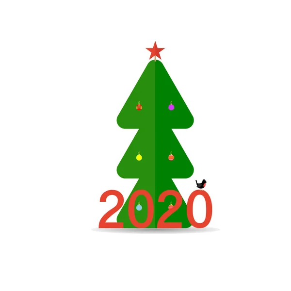 Ilustração vetorial. Ano Novo 2020 abetos verdes — Vetor de Stock