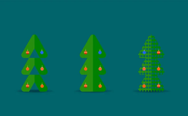 Ilustración vectorial. Árbol de Navidad verde — Vector de stock