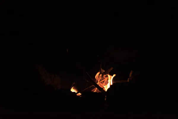 Fire Flames Night Burning Black Background — Stock Photo, Image