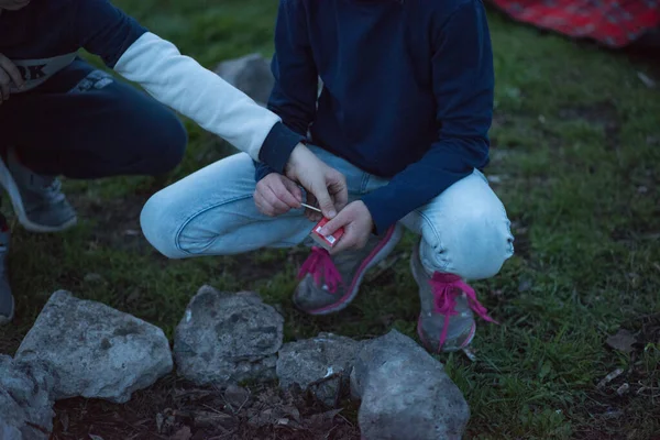 Children Bonfire Evening — Stock Photo, Image