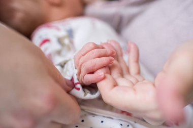 Anne kucağında yeni doğmuş bir bebek