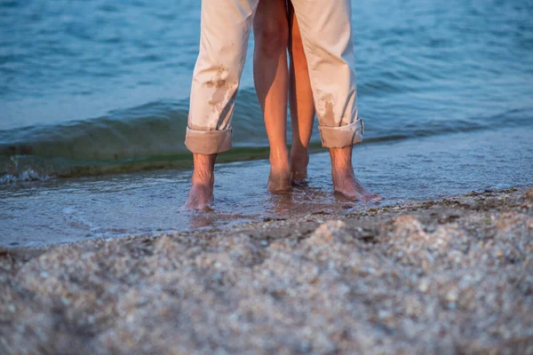 Füße Strand Mann Spaziert Strand — Stockfoto