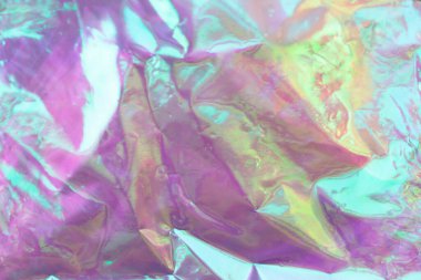 Bulanık ışık gökkuşağı buruşmuş holografik arkaplan.