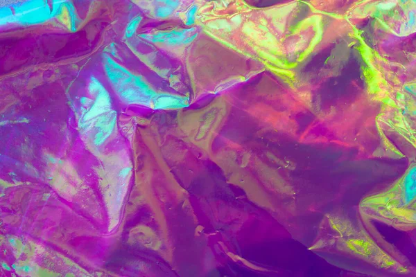 Blurred Light Rainbow Crumpled Holographic Background — Stock Photo, Image