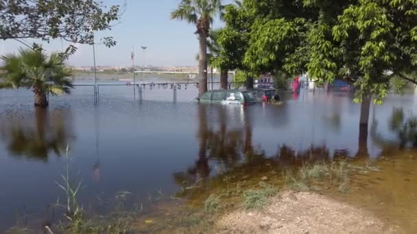 Avbildning av översvämningar efter en orkan. — Stockvideo