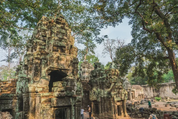 Kambodzsa Angkor Wat Ta Prohm templom Tomb Raider fa gyökerek romok — Stock Fotó
