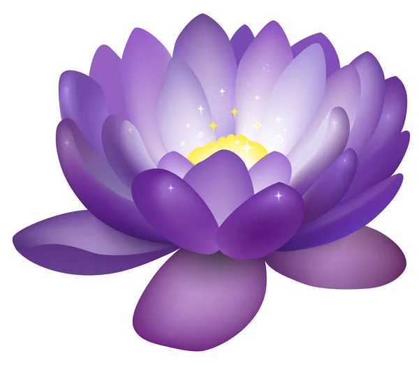Flor de lótus violeta ilustração vetor mágico — Vetor de Stock