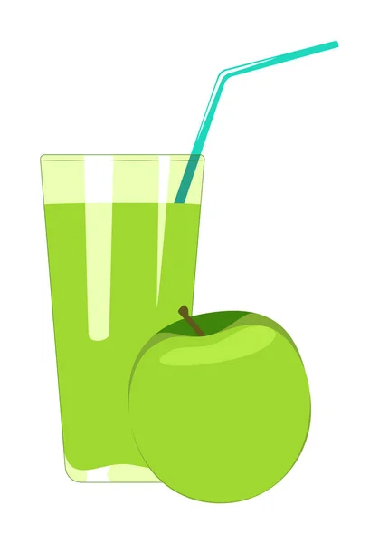 Apple juice in glass. — Stock Vector