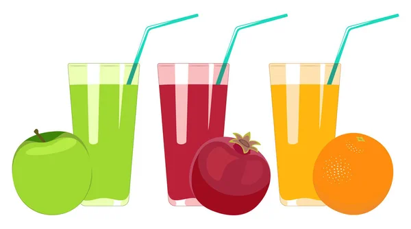 Uppsättning av fruktjuicer. — Stock vektor