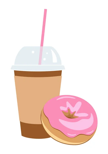 Kaffee und Donut. — Stockvektor