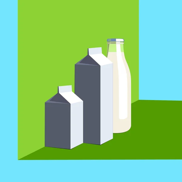 Balení mléka, mléko obalový design. — Stockový vektor