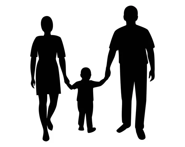 Happy Family Hold Hands Walking Together with Child Outdoor. — Stock Vector