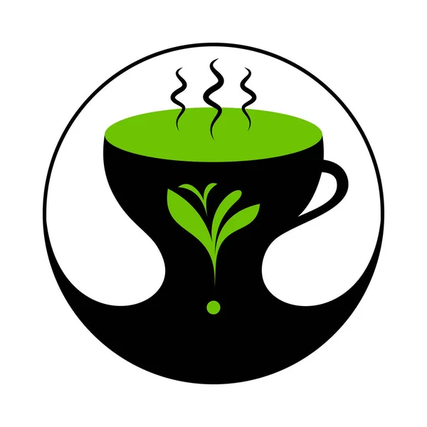 Gorące zielonej herbaty lub herbaty ziołowej w Pucharze z Steam. — Wektor stockowy