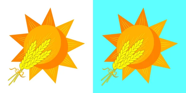 Пшеничні колоски і сонце. — стоковий вектор