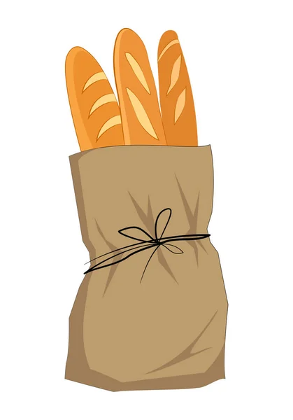 French baguettes in paper bag. — Stock Vector