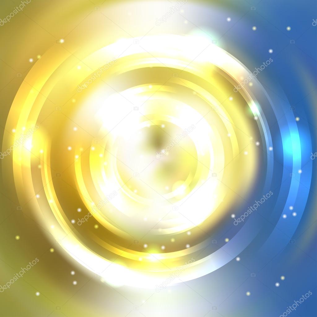 Abstract background with luminous swirling backdrop. Shiny swirl background. Intersection curves. Yellow, blue, white colors