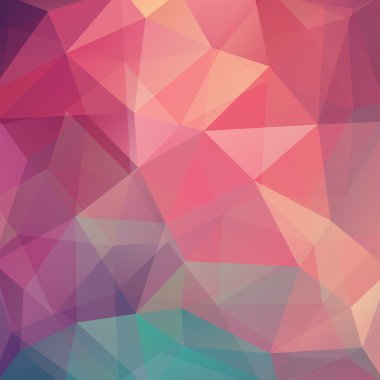 Üçgenlerden oluşan soyut arka plan. İş sunumları veya web şablonu afiş el ilanı için geometrik tasarım. Vektör illüstrasyon. Kırmızı, yeşil renkler