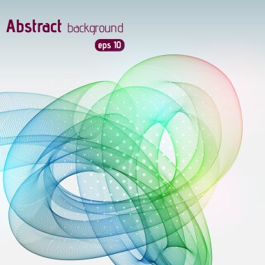 Şerit kompozisyonundan beyaz arka plan çizimi üzerinde izole edilmiş soyut spiral. Yeşil, mavi renkler