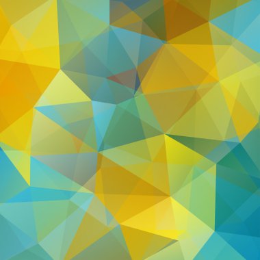 Geometrik şekillerin arka planı. Mozaik desen. Vektör Eps 10. Vektör illüstrasyon. Sarı, mavi renkler