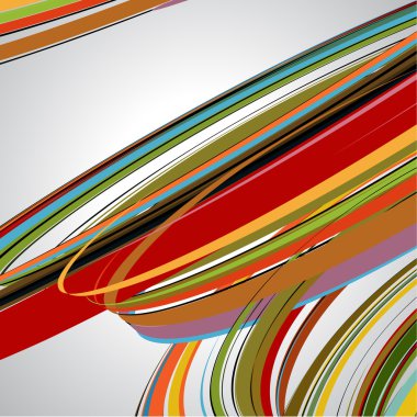 Beyaz arka plan üzerinde soyut spiral. Grafik tasarım için tasarım öğesi, İş sunumu, posterler. Vektör İllüstrasyon. Sarı, kırmızı, mavi, yeşil, turuncu renkler