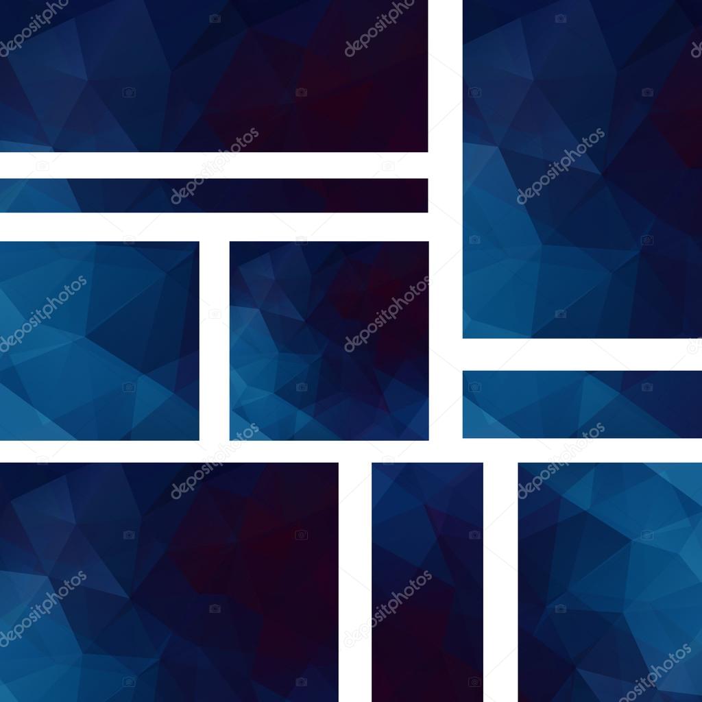Set of banner templates with abstract background. Modern vector banners with polygonal background. Dark blue color