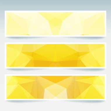 Set of banner templates with abstract background. Modern vector banners with polygonal background. Yellow color clipart
