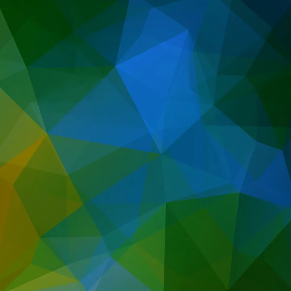 Abstrakter Hintergrund bestehend aus grünen, blauen Dreiecken. Geometrisches Design für Unternehmenspräsentationen oder Webvorlagen-Banner-Flyer. Vektorillustration — Stockvektor