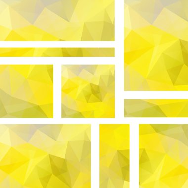 Vektör kümesi poligonal soyut sarı üçgen ile afiş. Soyut poligonal düşük Poli afiş