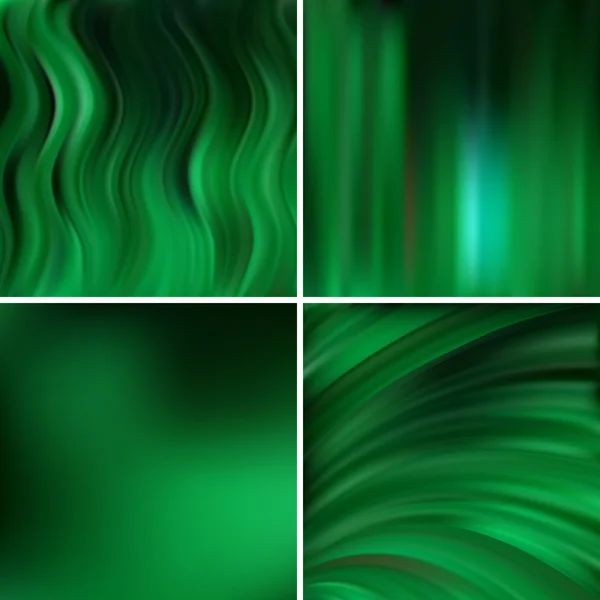 Set of 4 green square blurred backgrounds. Vector illustration — Stock Vector