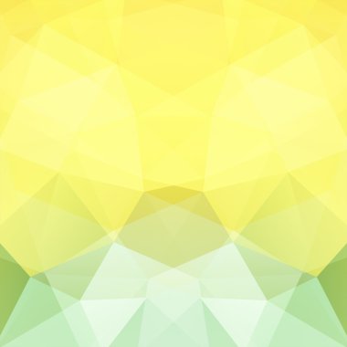 Arka plan sarı, yeşil üçgenler oluşan. İş sunumları veya web şablonu afiş afiş için geometrik tasarım. Vektör çizim