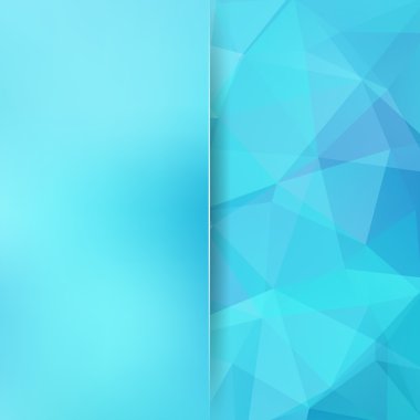 Mavi üçgenlerden oluşan soyut bir arka plan. İş sunumları veya web şablonu afişi için geometrik tasarım. Vektör illüstrasyonu