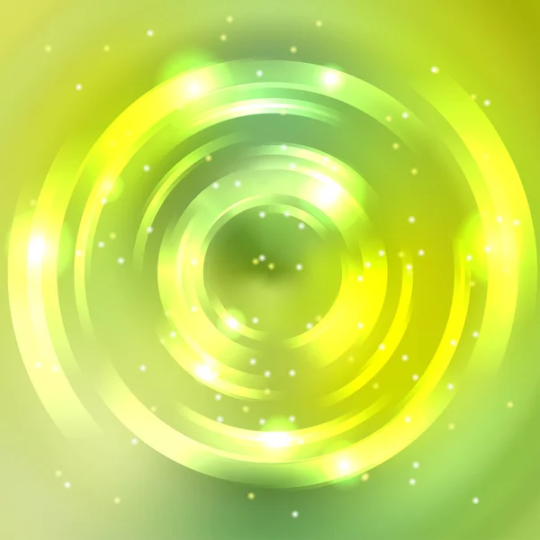 Vector round frame. Shining circle banner. Vector design. Glowing spiral. Yellow, green colors — Stock Vector