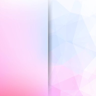 Soyut mozaik arka plan. Arka plan bulanıklık. Üçgen geometrik arka plan. Tasarım öğeleri. Vektör çizim. Pastel pembe, mavi, beyaz renkler
