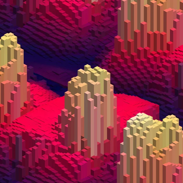 Abstrakt bakgrund med 3d-kuber. Vector kub box för affärsidéer. Röd, lila, gula färger — Stock vektor