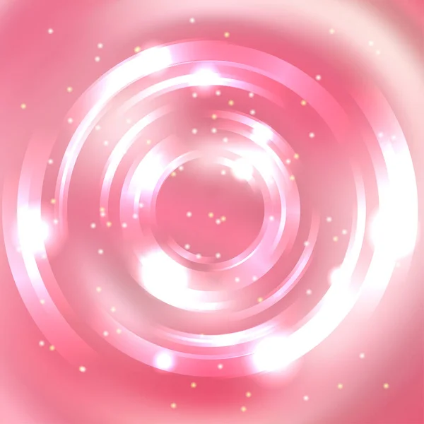 Fondo abstracto con fondo giratorio luminoso. Vector túnel redondo infinito de bengalas brillantes. Rosa, colores blancos — Archivo Imágenes Vectoriales