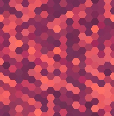 sorunsuz soyut mozaik arka plan. Altıgen yanarak bahislerin doğru geometrik arka plan. Tasarım öğeleri. Vektör çizim. Pembe, mor, turuncu renkler