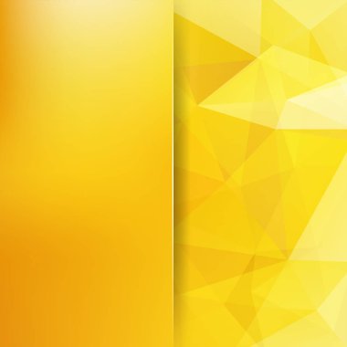 Geometrik desen, çokgen üçgenler sarı, turuncu tonları arka planda vektör. Cam ile arka plan bulanıklık. İllüstrasyon model