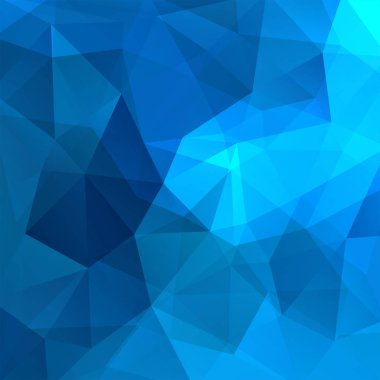 Mavi üçgenlerden oluşan soyut bir arka plan. İş sunumları veya web şablonu afişi için geometrik tasarım. Vektör illüstrasyonu