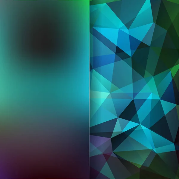 幾何学的なパターンは、ポリゴンの三角形は青と緑の色調で背景をベクトルします。ガラスと背景をぼかし。イラスト パターン — ストックベクタ
