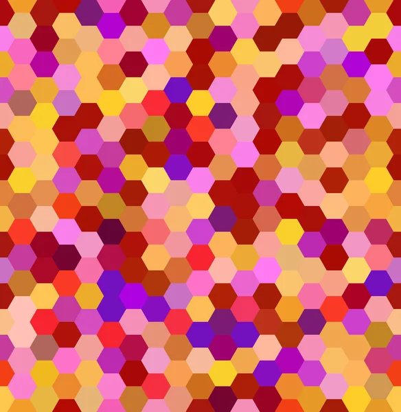 Fondo de mosaico abstracto sin costuras. Fondo geométrico hexágono. Elementos de diseño. Ilustración vectorial. Rosa, púrpura, rojo, amarillo, naranja colores . — Vector de stock