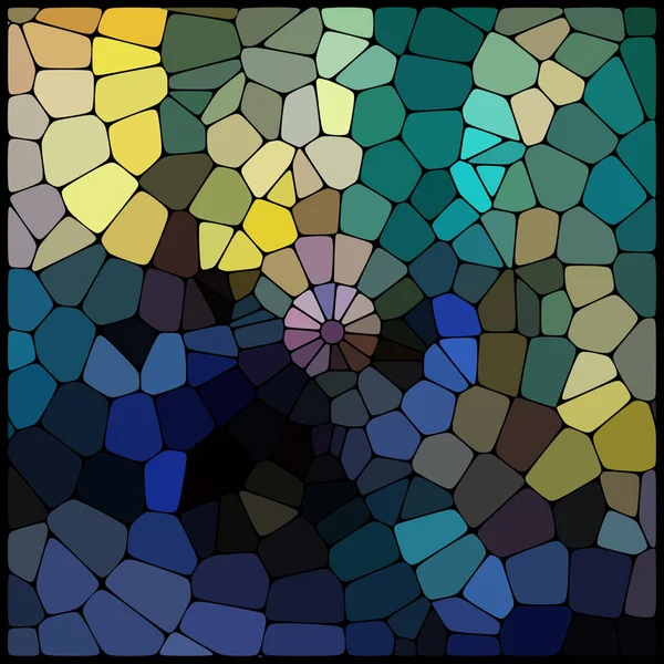 Abstract mosaic pattern consisting of geometric elements of different sizes and colors. Vector illustration. Yellow, blue, green colors. — Stock Vector