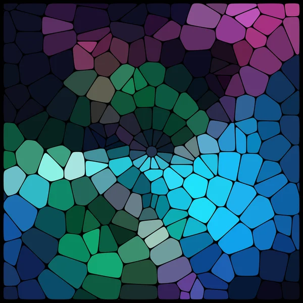 Abstrakta mosaikmönster bestående av geometriska element av olika storlekar och färger. Vektorillustration. Grön, blå, lila färger. — Stock vektor