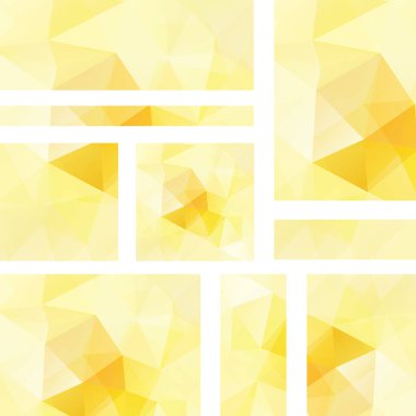 Vektör kümesi sarı poligonal soyut üçgenler ile afiş. Soyut poligonal düşük Poli afiş.