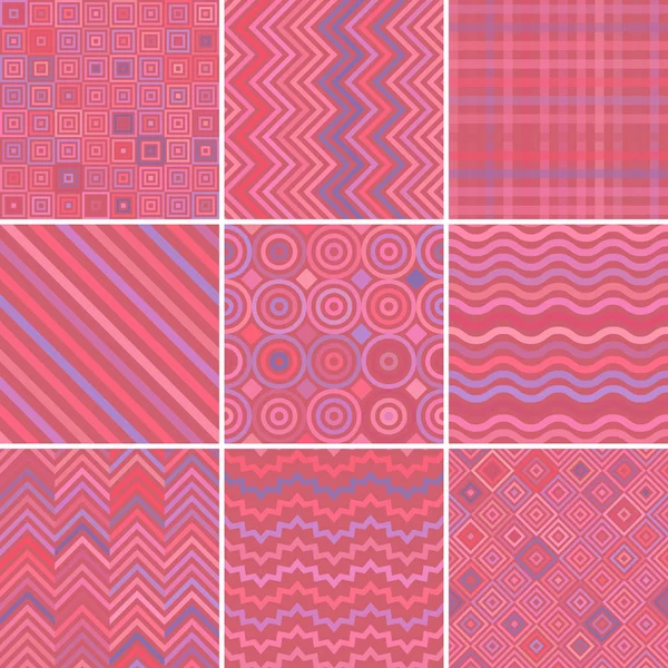 Conjunto de fondo rosa abstracto, 9 patrón geométrico, ilustración vectorial. Textura se puede utilizar para imprimir en tela y papel . — Archivo Imágenes Vectoriales