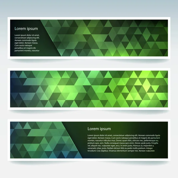 Banner-Vorlagen mit abstraktem Hintergrund. moderne grüne Vektorbanner mit polygonalem Hintergrund — Stockvektor