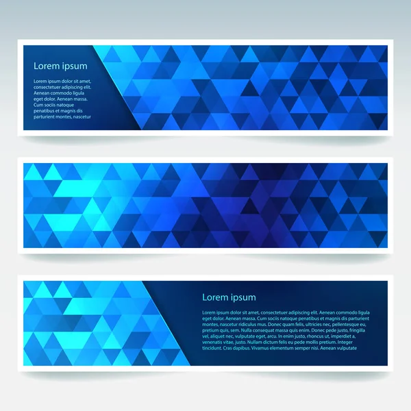 Ensemble de modèles de bannière avec fond abstrait bleu. Bannières vectorielles modernes avec fond polygonal — Image vectorielle