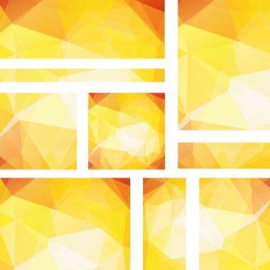 Arka plan afiş şablonlar kümesi. Modern vektör afiş poligonal arka plan ile. Sarı, turuncu, beyaz renk