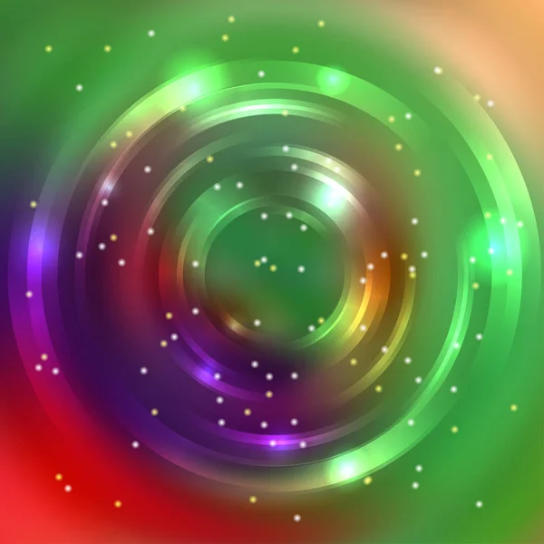 Fond de cercle abstrait, conception vectorielle. Spirale brillante. Le tunnel de flux d'énergie. Couleurs vert, violet, rouge — Image vectorielle