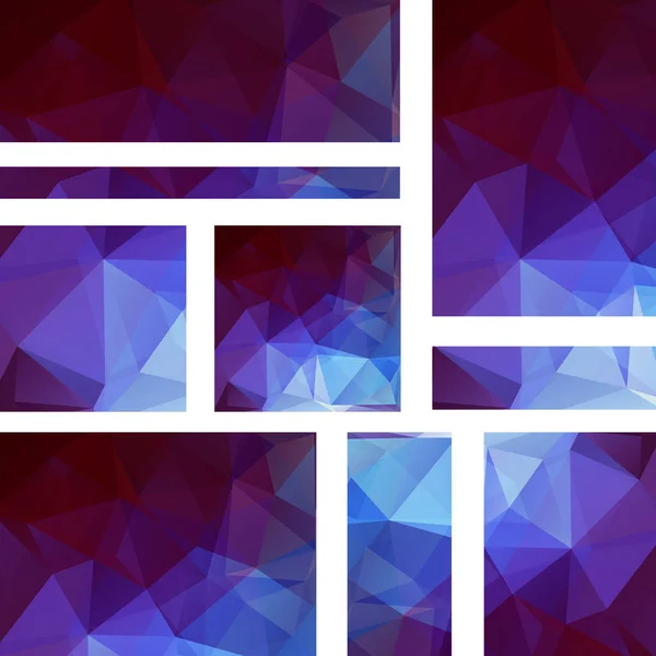 Banderas horizontales y verticales con triángulos poligonales. Fondo polígono, ilustración vectorial. Azul, colores púrpura . — Vector de stock